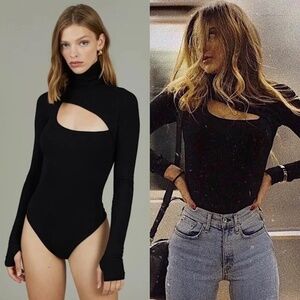 ALIX NYC Black Long Sleeve Cutout Bodysuit